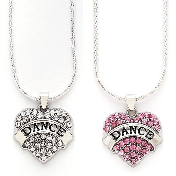 Rhinestone Heart Dance Necklace